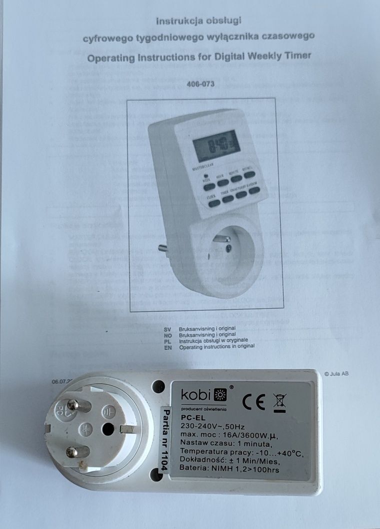 Cyfrowy wyłącznik czasowy,gniazdo 230V