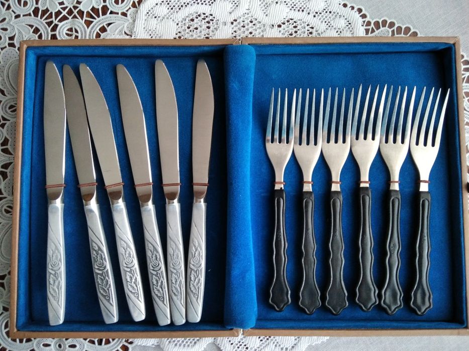 Ножі та вилки набір нержавійка по 6 штук