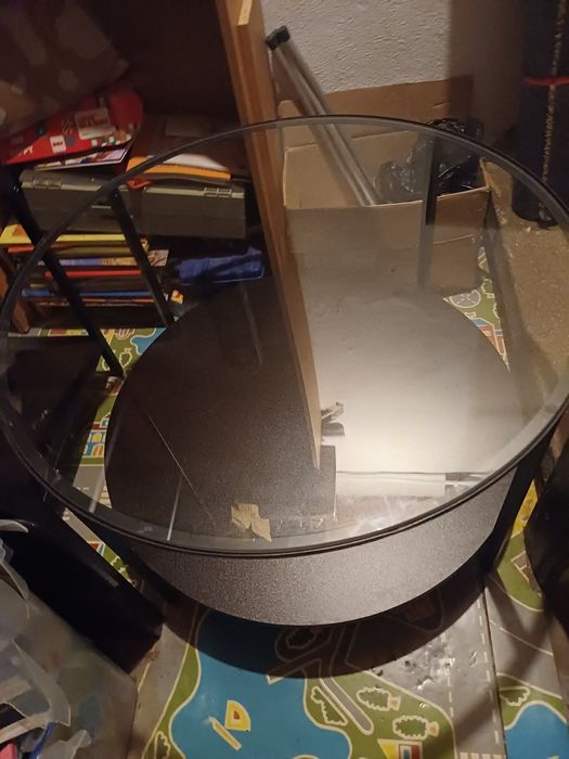 Mesa redonda metal e vidro