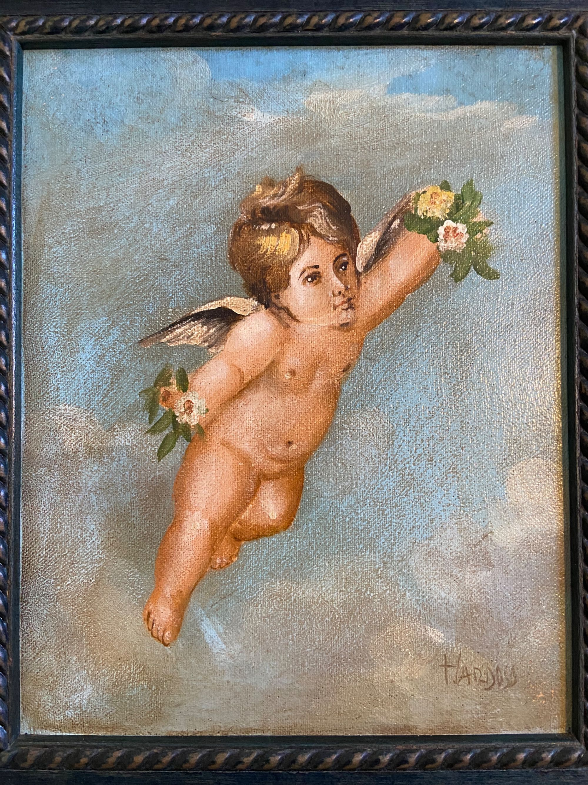 Teixeira Cardoso - Quadro Pintura óleo sobre tela Anjo ou Putti