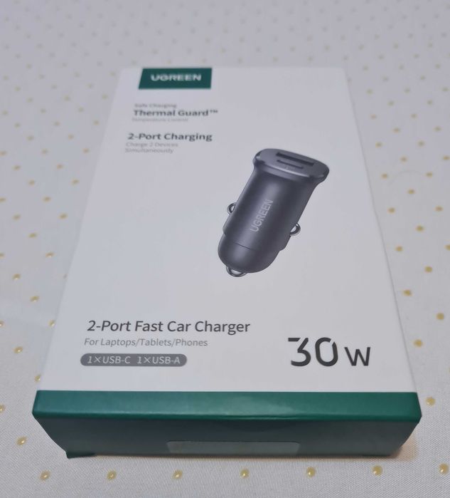 Автомобільний зарядний пристрій UGREEN 30W Type U+C PD3.0 QC4.0