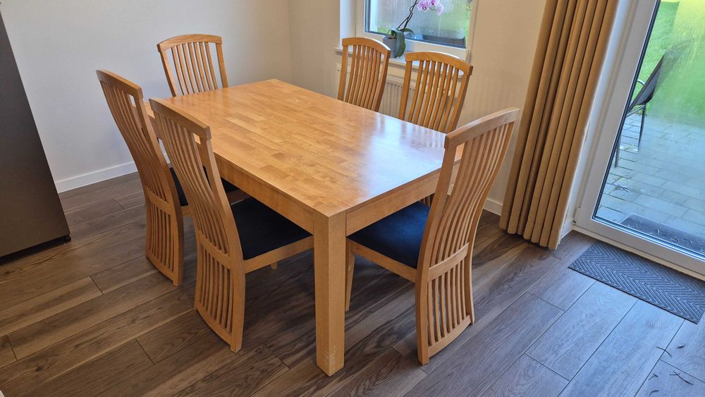 Zestaw Jadalniany: Stół + 6 Krzeseł, Stan Używany