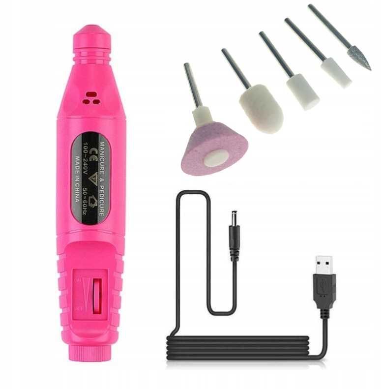 FREZARKA DO PAZNOKCI do manicure pedicure + zestaw frezów frezy kabel
