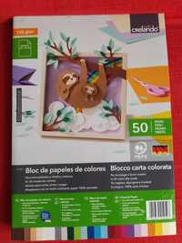 Bloco 50 folhas cartolina 135g/m: 2 x 25 cores tam.A3 34x24cm