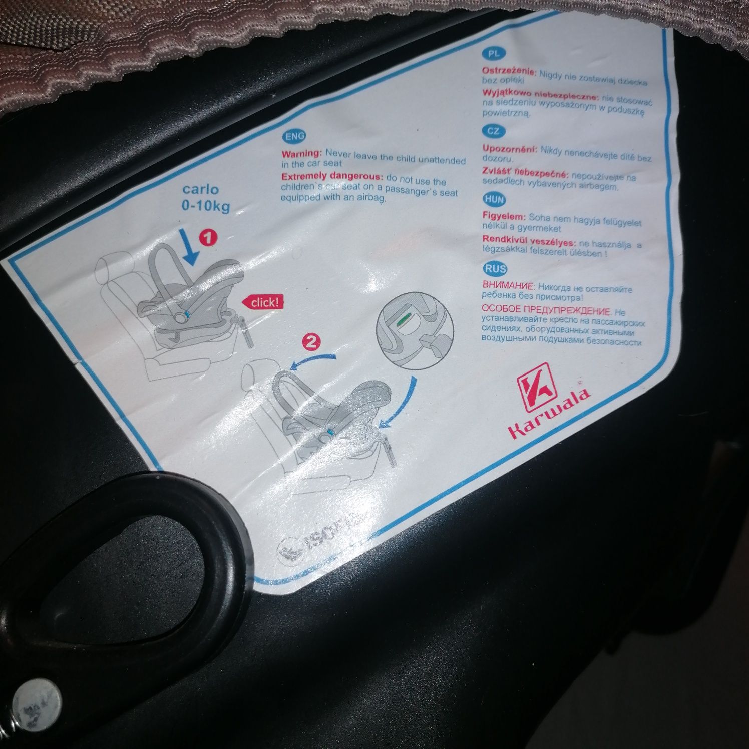 Fotelik dziecięcy do samochodu karwala 0-10 kg isofix