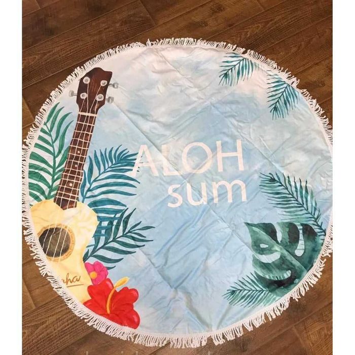 Ręcznik PLAŻOWY okrągły z Gitara Ukulele Duży 150 cm Kąpielowy XXL