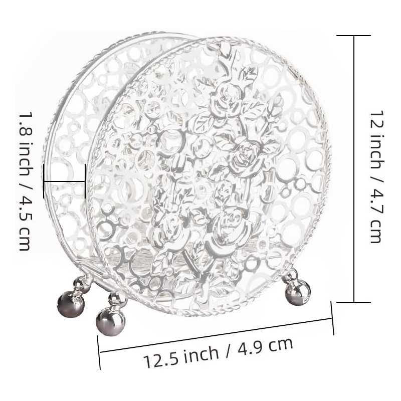 Serwetnik na stół srebrny 12,5x12,5x5,3cm ażur