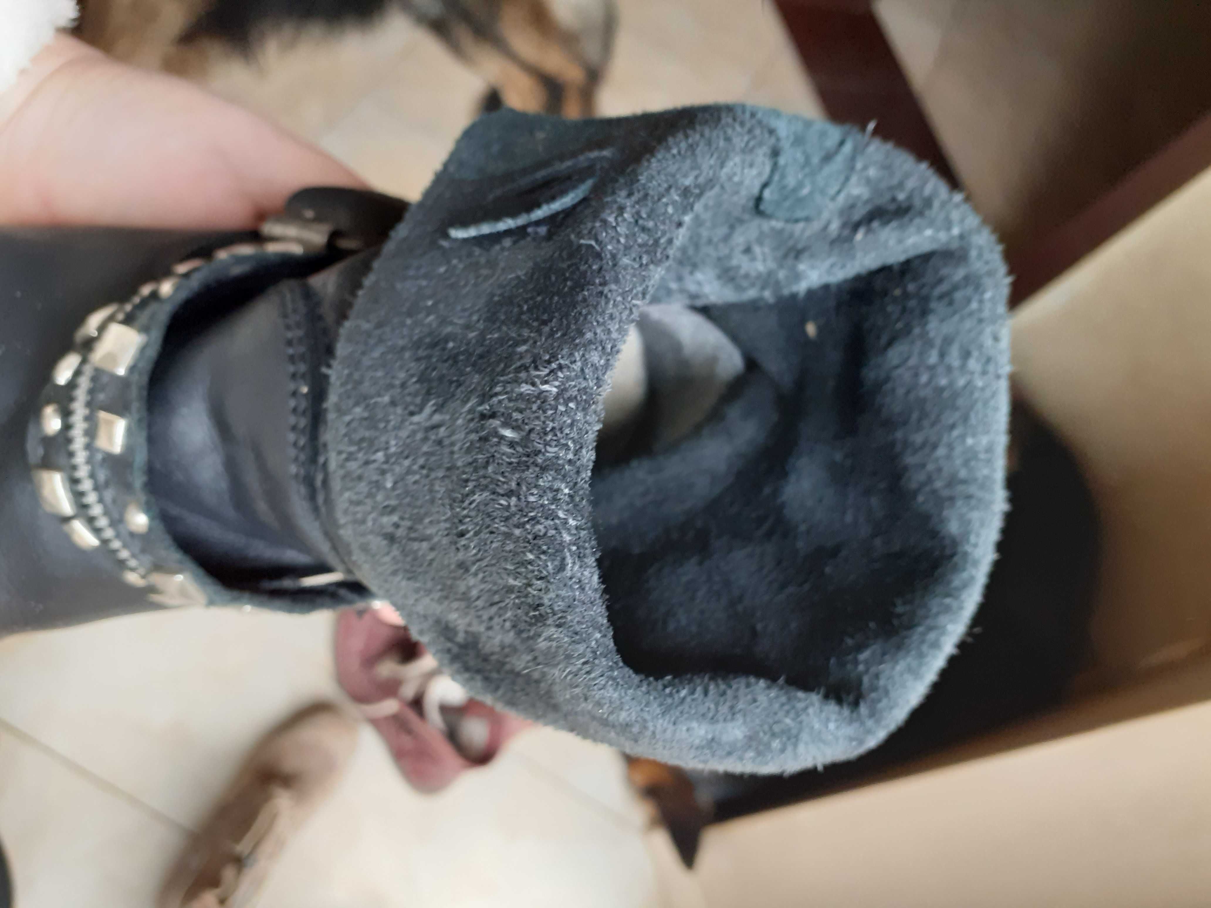 Buty, botki skórzane z ćwiekami, r.36