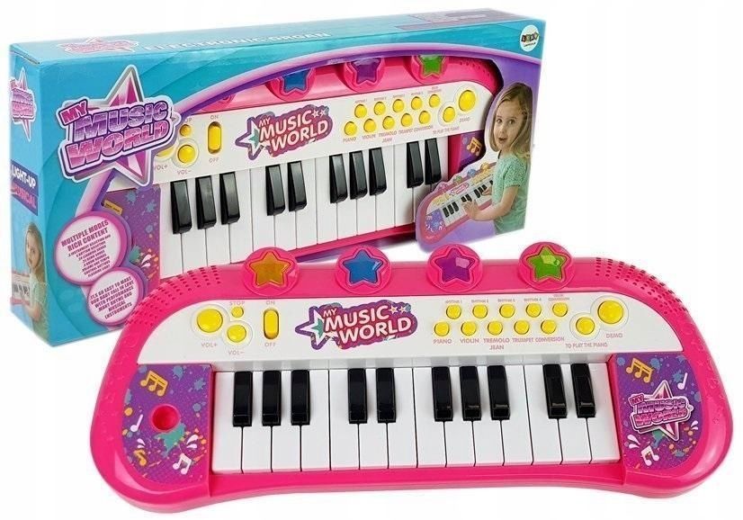 Keyboard 24 Klawisze Różowe, Leantoys