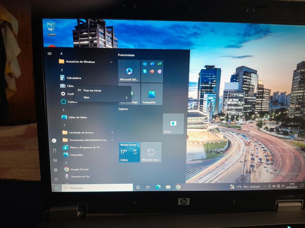 Compotador hp a trabalhar
