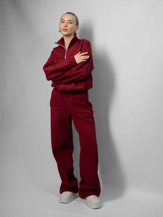 Костюм флісовий жіночий бордовий кофта і штани женский флис