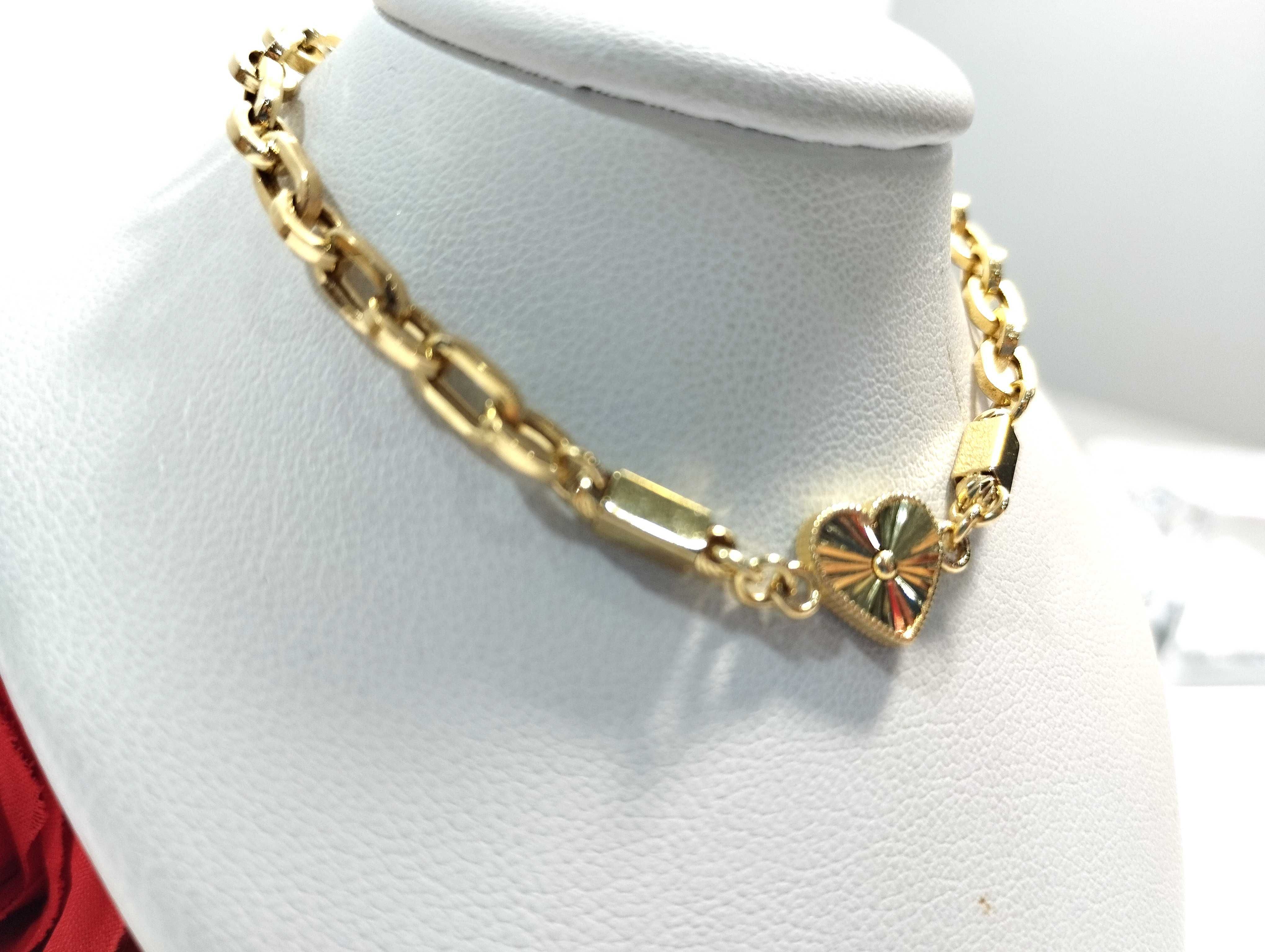 Prześliczna złota bransoletka z sercem  5,06 GR 585