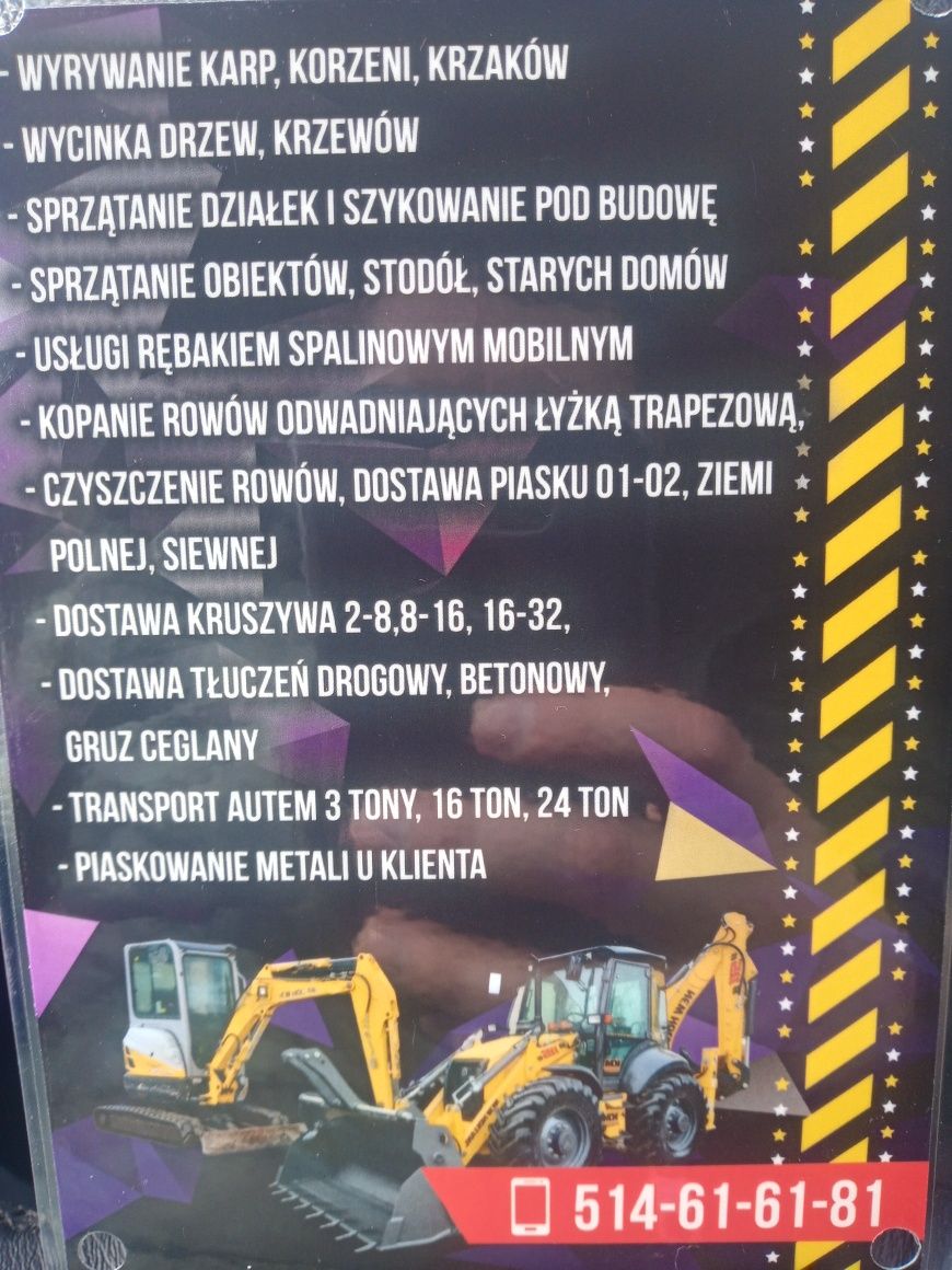 Uslugi koparko ladowarka i mini koparka