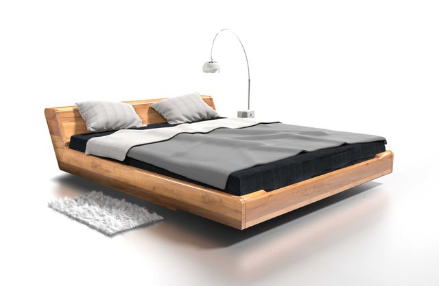 DSI-meble drewniane: Łóżko dębowe lewitujące KOBE 140x200 lity DĄB