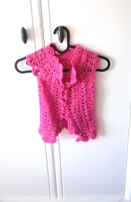 różowa 74 80 fuksja narzutka kamizelka szydełkowa na szydełku 9-12m