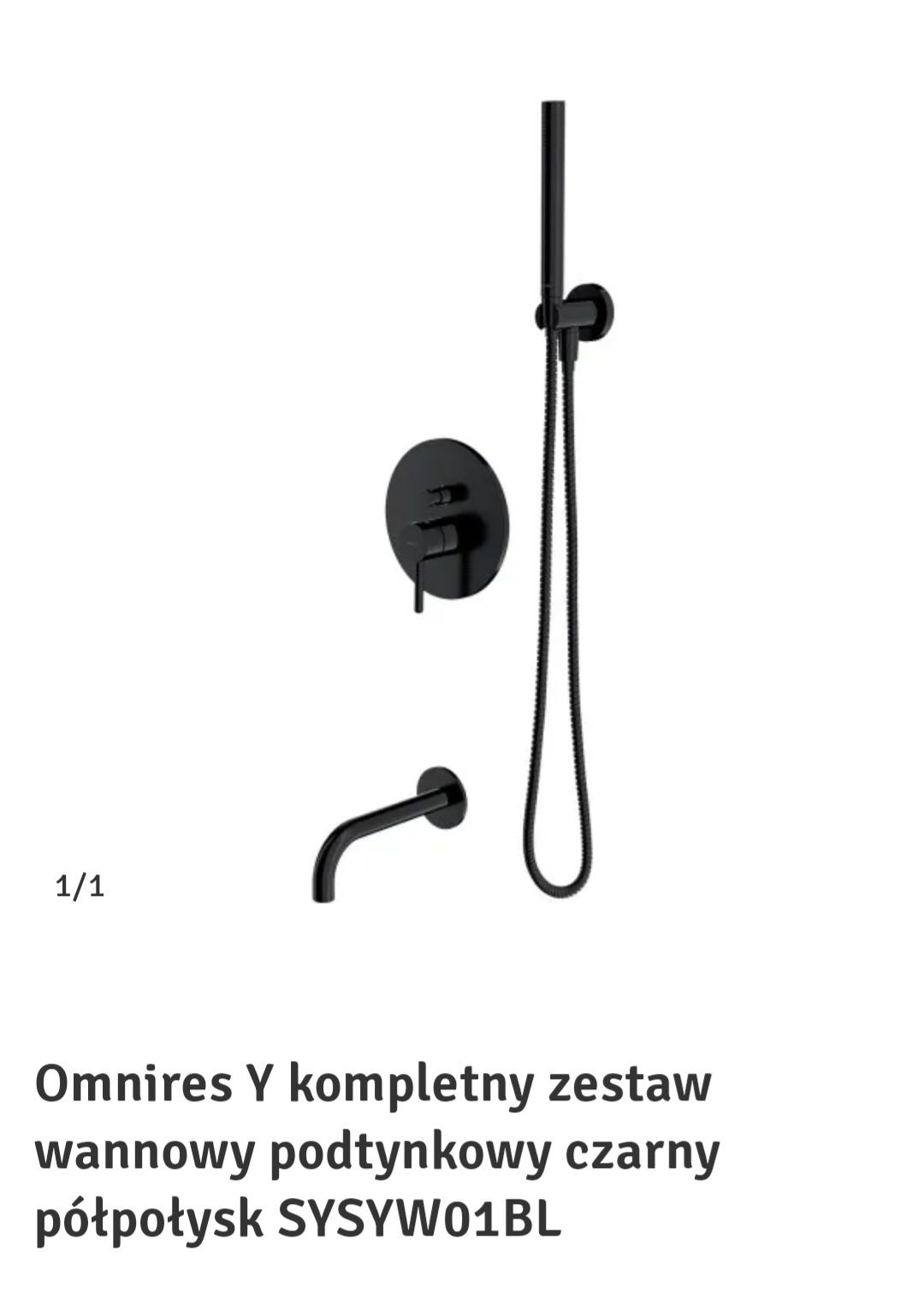 Omnires Y kompletny zestaw wannowy podtynkowy czarny półpołysk SYSYW01