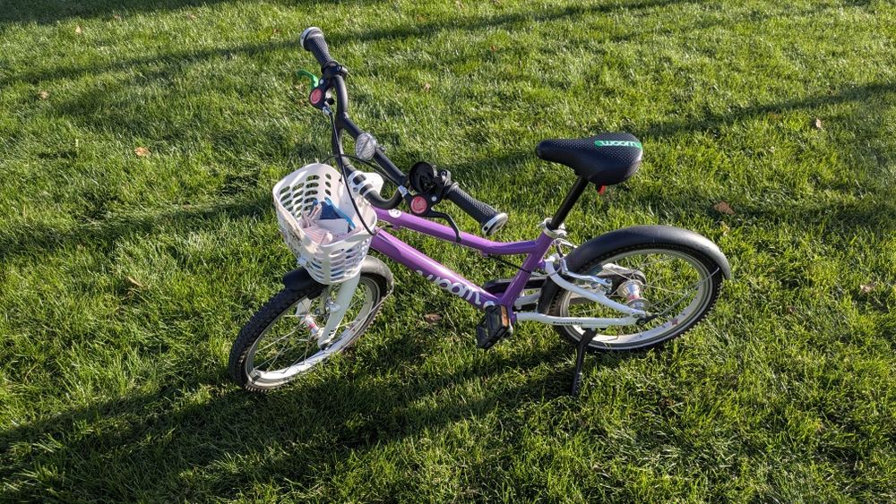 Rower dziecięcy fioletowy woom 3 błotniki stopka