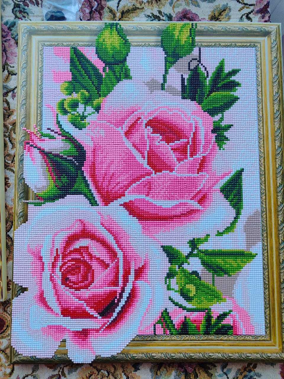 Продам картину "Квіти", алмазна мозаїка (вже заповнена)