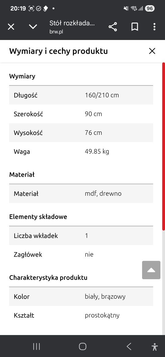 Stoł BRW Holten w bardzo dobrym stanie