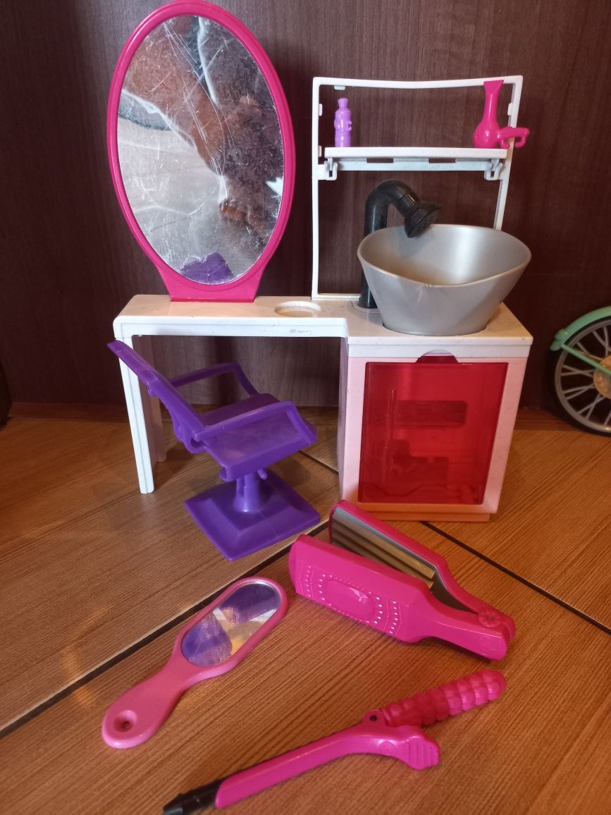 Zestaw do Barbie salon, auto, rower