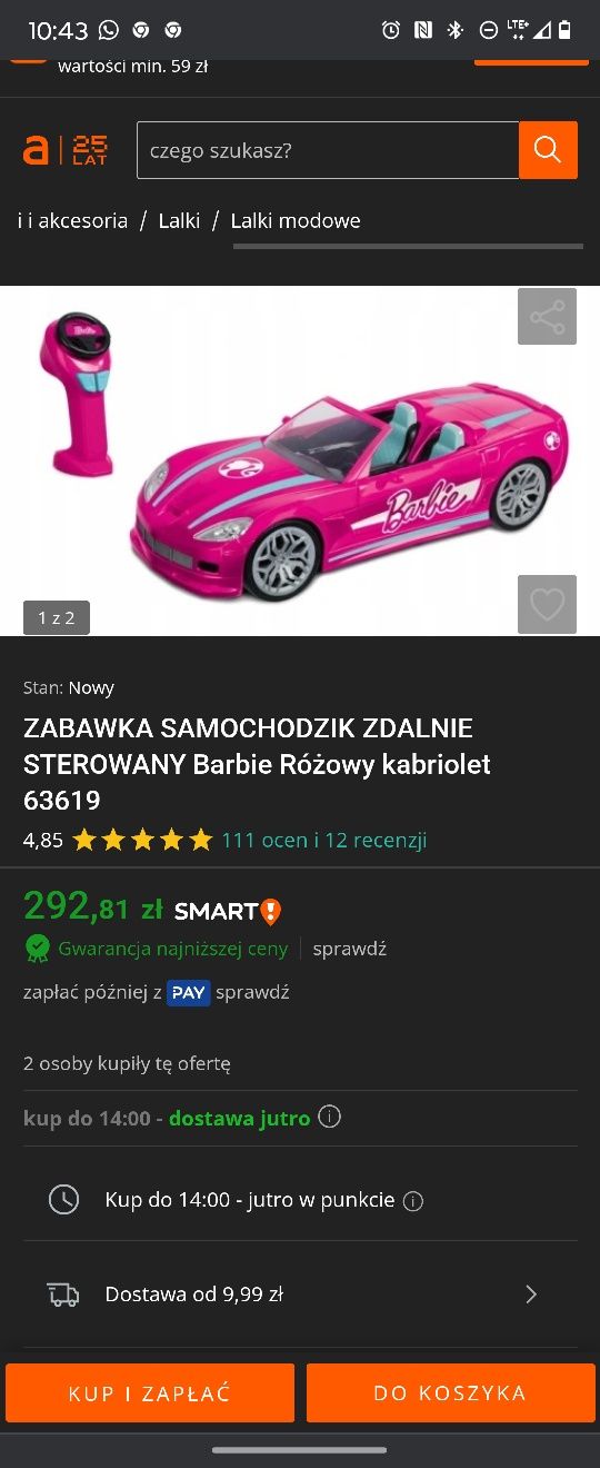 Autko Barbie na pilot