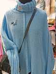 Sweter damski ciepły zimowy oversize jasny błękit