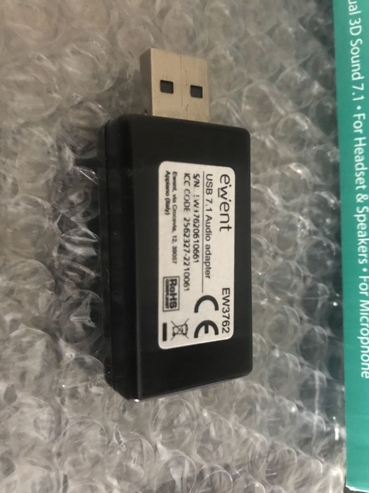 Adaptador áudio USB 7.1 Ewent EW3762