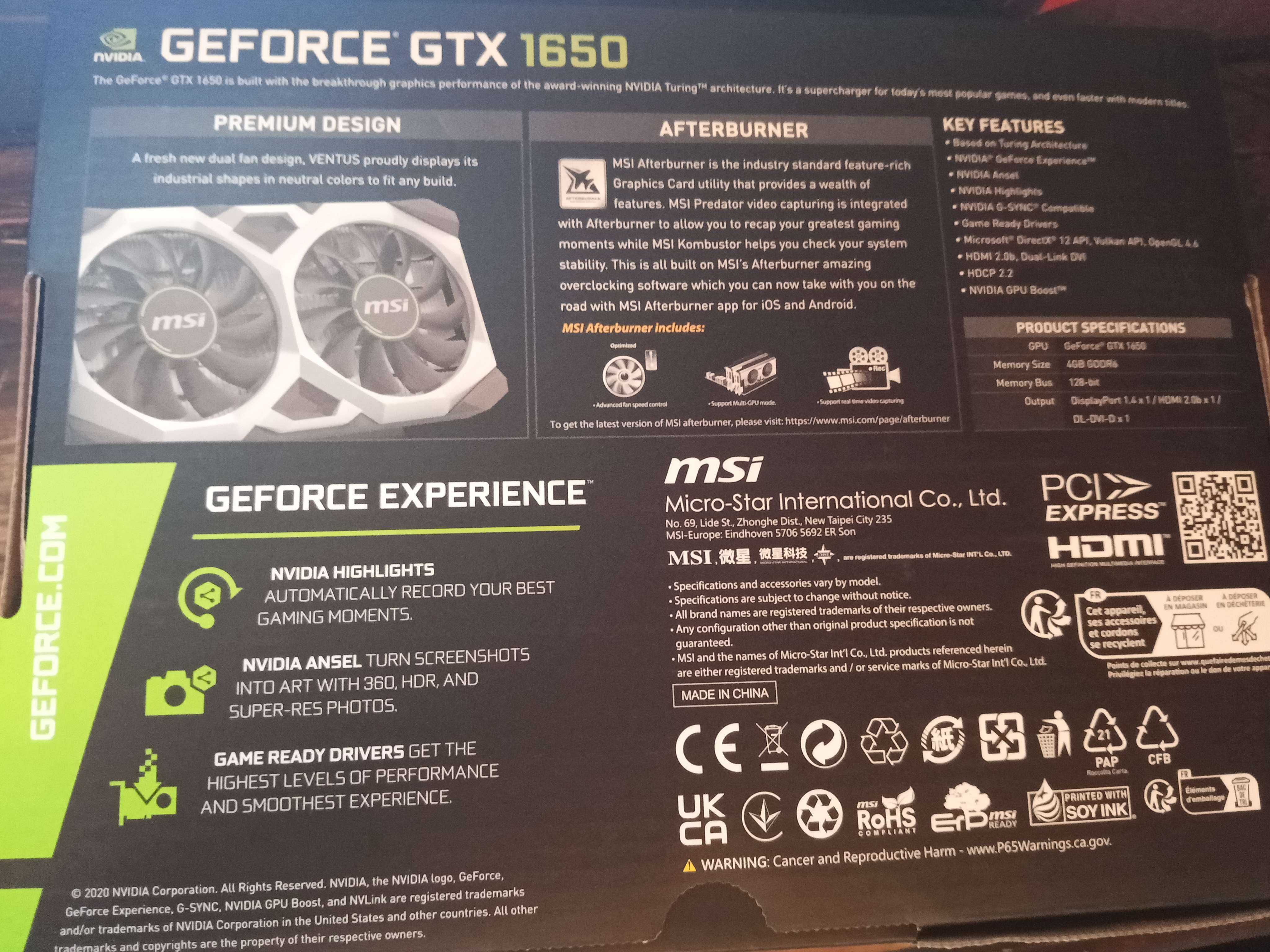 Gtx 1650 ventus xs ocv3 edition (uszkodzony)