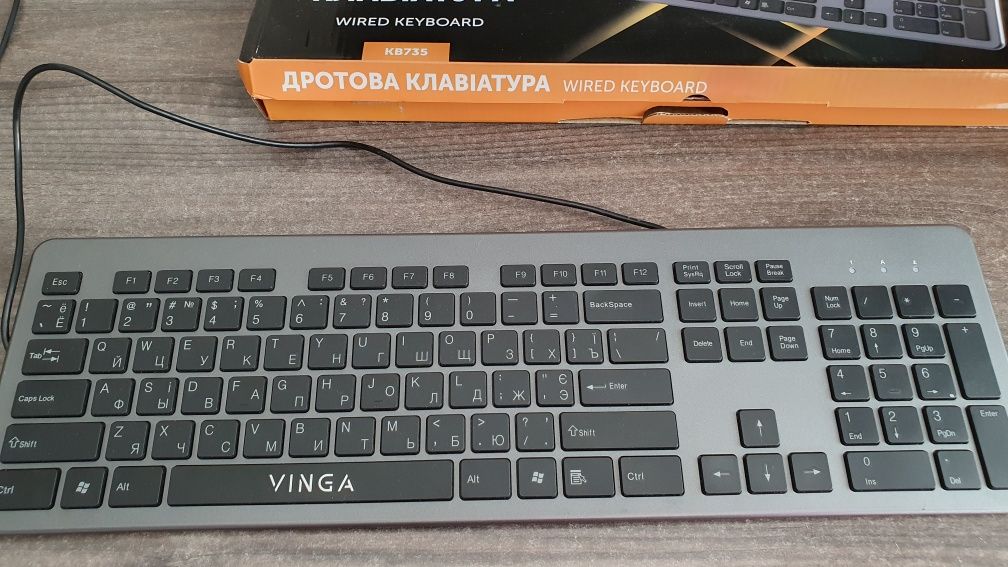 Клавіатура Vinga KB 735 black - grey