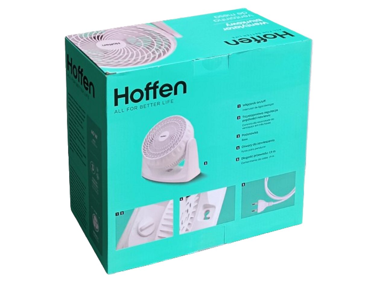 Wiatrak - Wentylator biurkowy Hoffen 40W - Biały