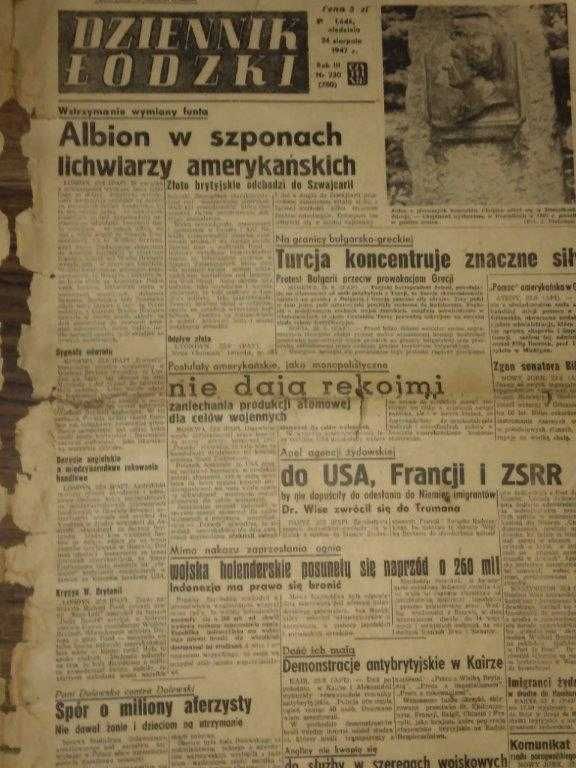 gazeta warszawska poranna i dziennik łódzki 1926 i 1947