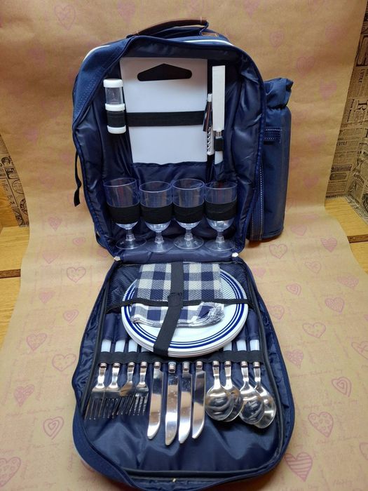 Рюкзак термосумка с термосом и столовыми приборами для пикника и т.д