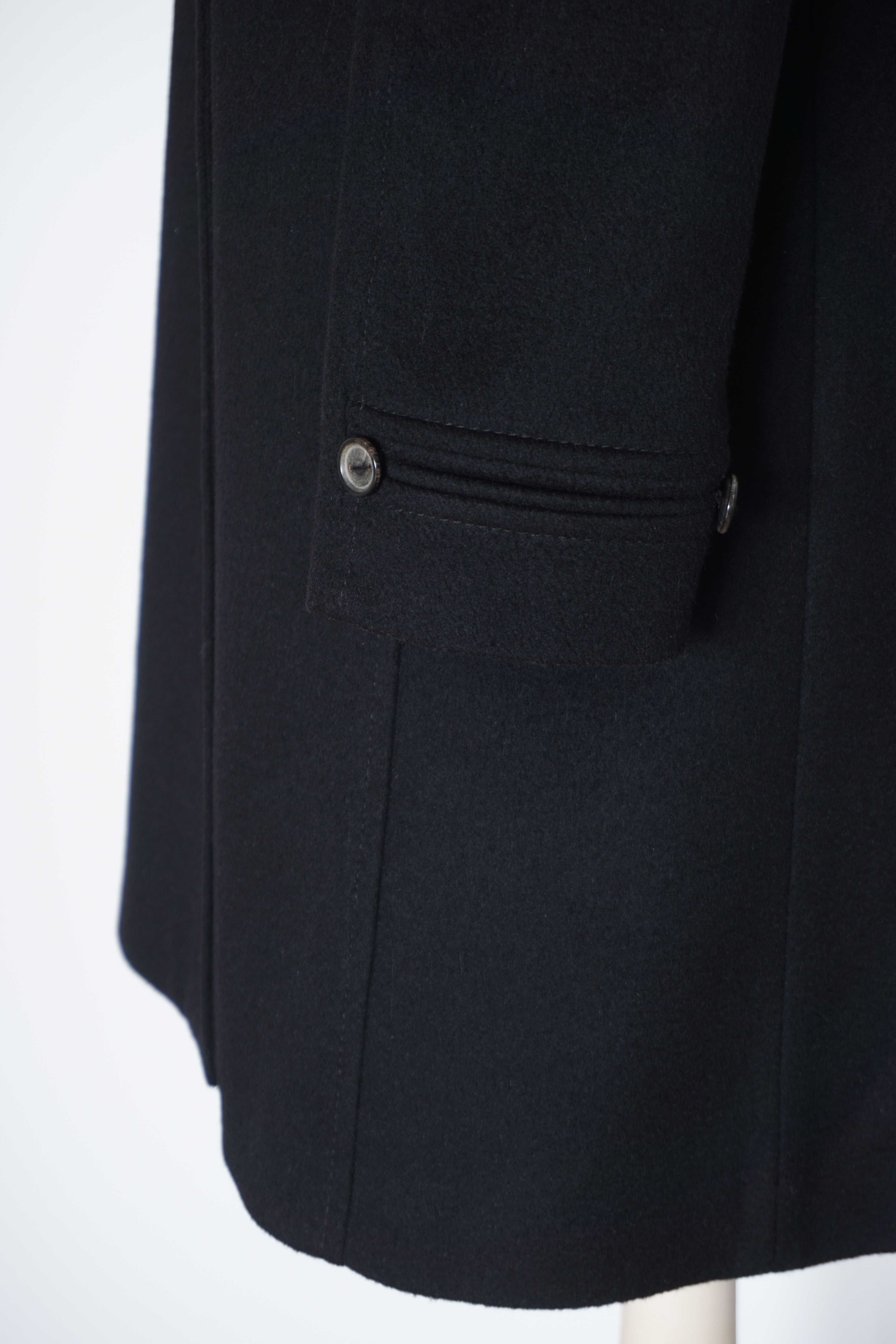 Płaszcz 100% wełna czarny damski wełniany wiosenny elegancki S