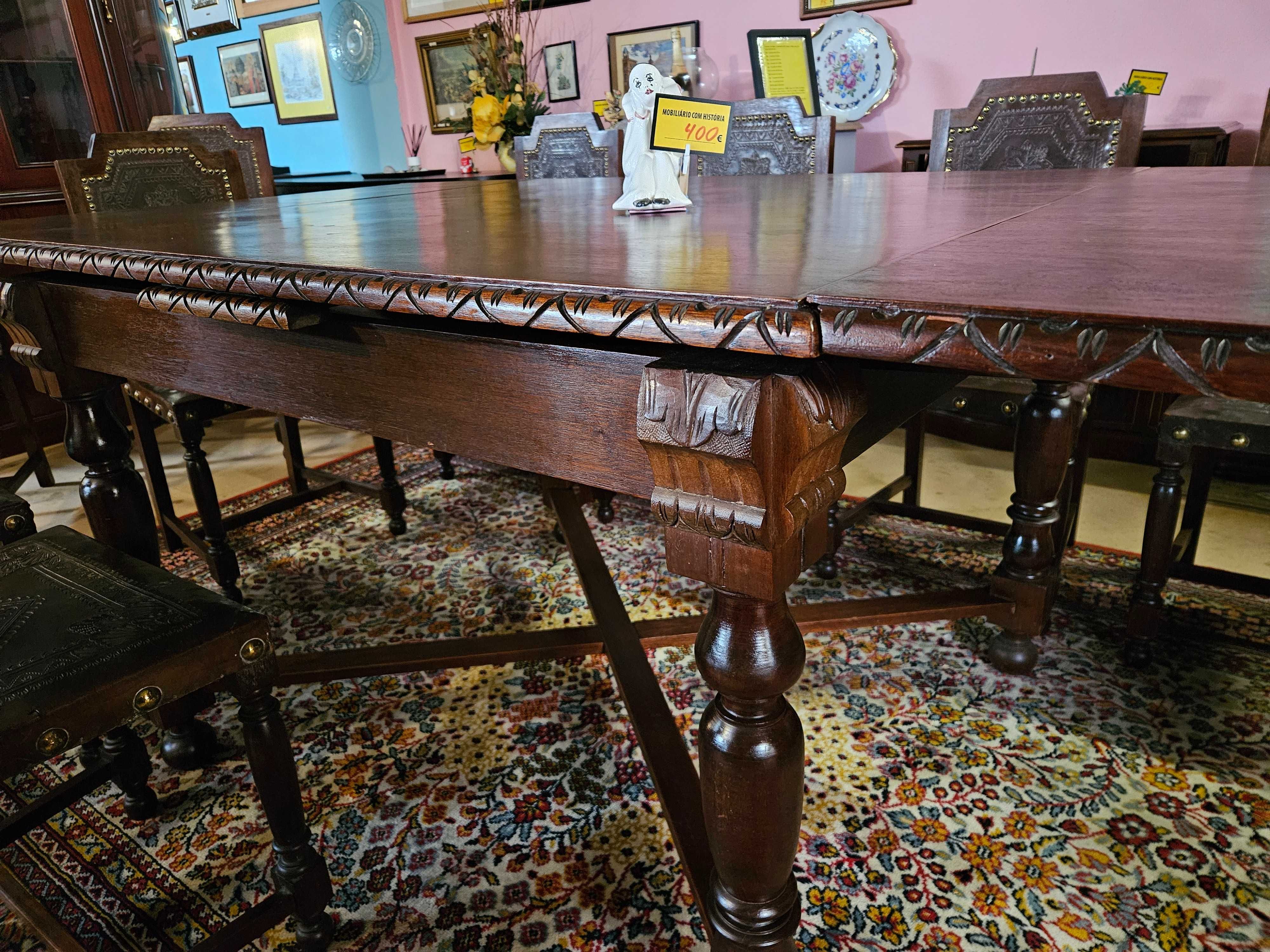 Mesa antiga em madeira maciça de estilo Holandês - Extens