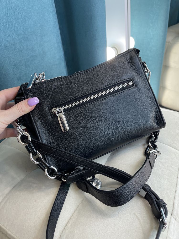 Женская сумочка,кроссбоди кожа черная Polina&Eiterou Жіноча сумка