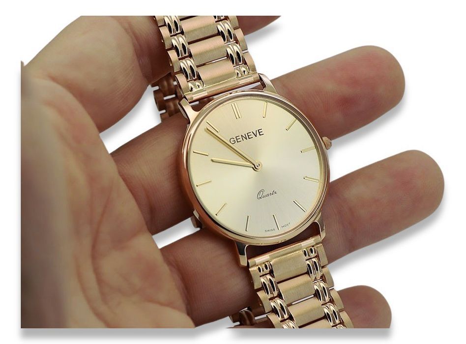 Duży złoty zegarek damski 14k 585 Geneve mw004ydy&mbw009y-f Gdańsk
