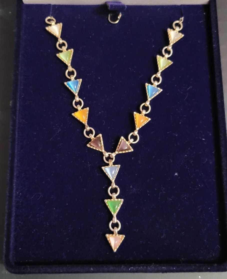 Biżuteria srebrna 925 naszyjnik i kolczyki z kamieniami