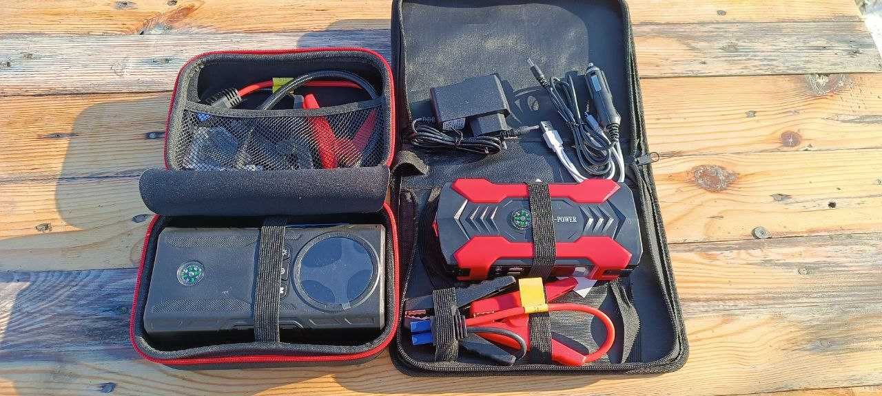 Бустер 1800А, пусковий пристрій, компресор, Jump Starter + Power Bank