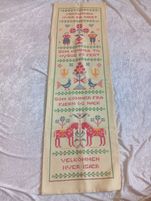 Oryginalna kilim lniany regionalne wzory rękodzieło  vintage