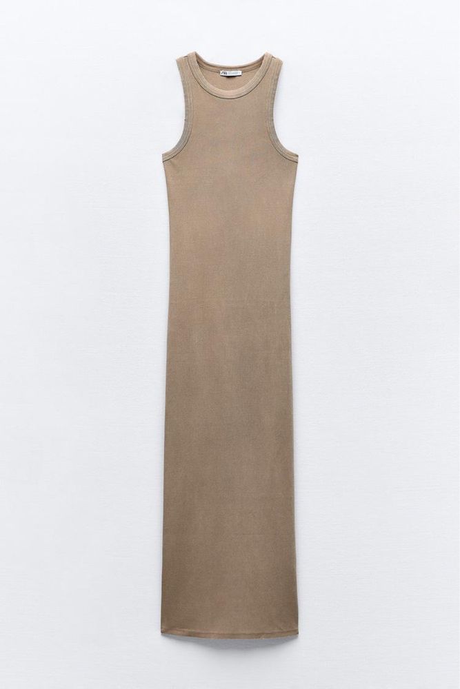 Платье Zara, в рубчик с потертостями тренд 2024 , майка 3 цвета