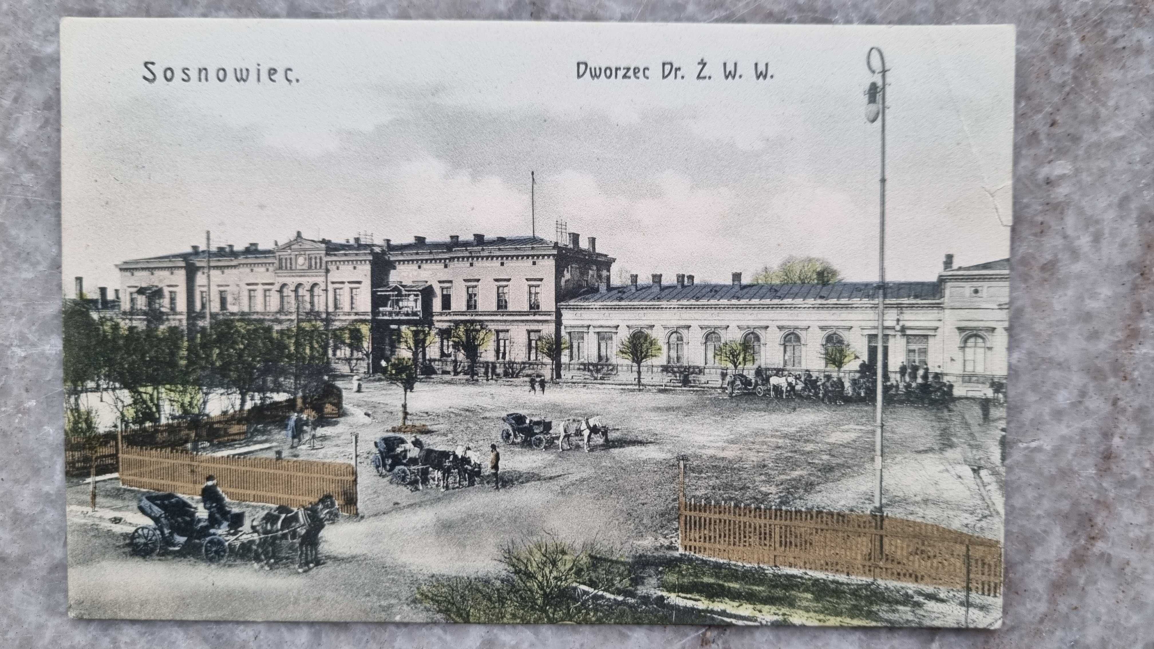 Pocztówka Sosnowiec Dworzec