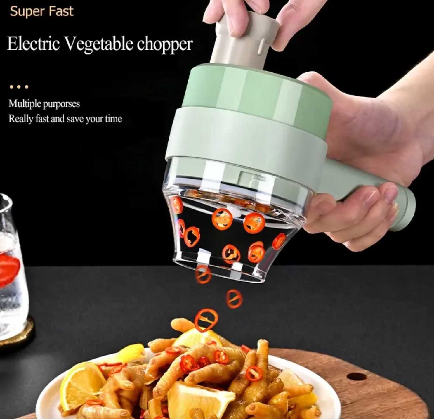 Измельчитель Ручной Овощерезка электрическая 4 в 1 Food Chopper Catlin
