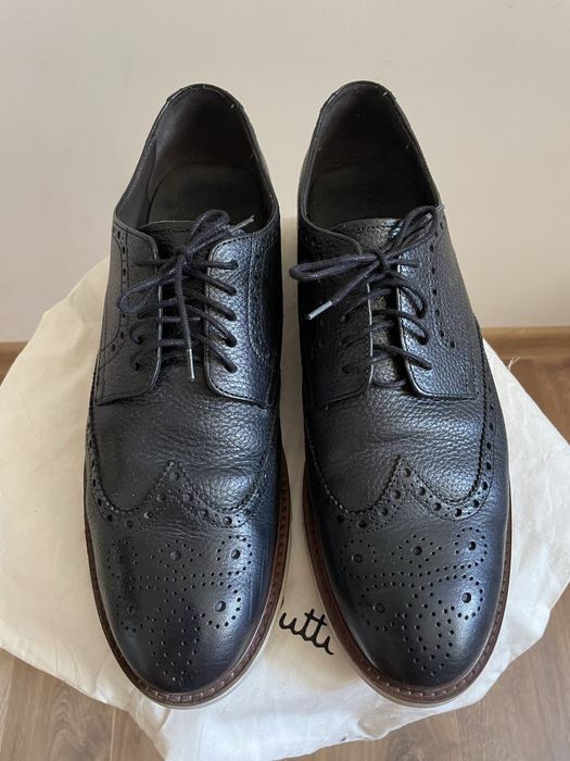 Czarne skórzane klasyczne butt Massimo Dutti 45 + woreczek