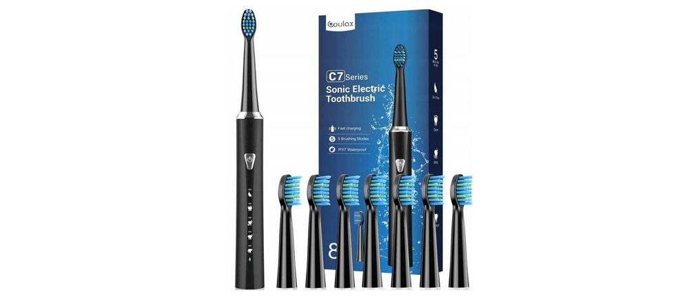 Coulax sonic elektryczna szczoteczka do zębów + 7 końcówek