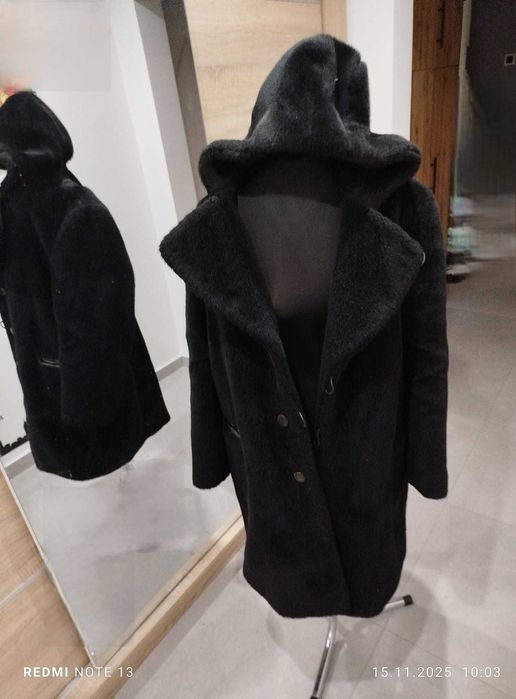płaszcz - futerko z kapturem ala miś