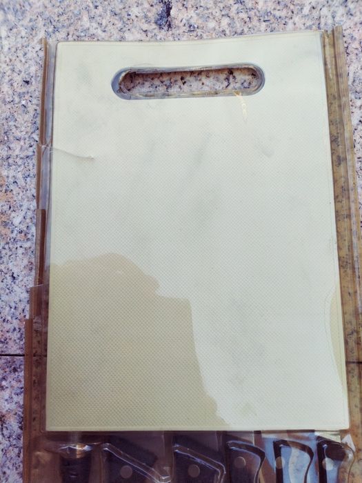 Conjunto de 5 facas, 1 afiador em aço 18/10,  tábua de corte Rostfrei