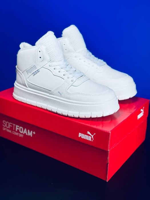 Белоснежно белые кроссовки Пума / зимові білі кросівки Puma / ботинки