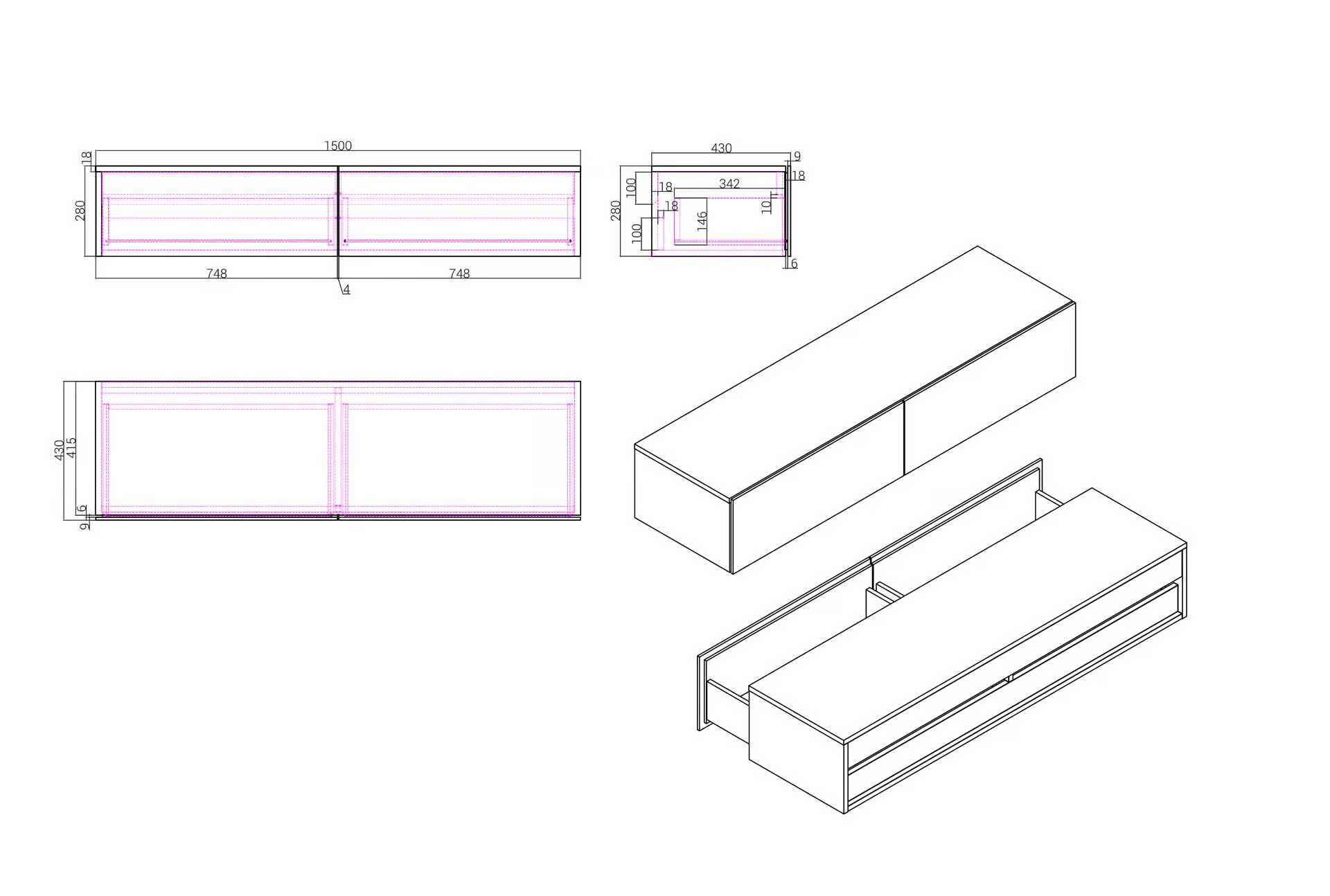 Szafka podumywalkowa TLB150 – 150 × 43 × 28 cm Berstein