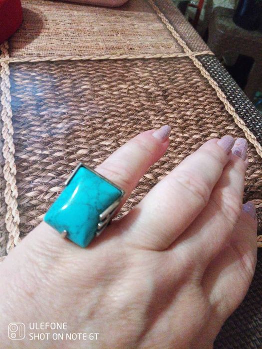 Срібний набір з бірюзою натуральною, 925 проба, крупний