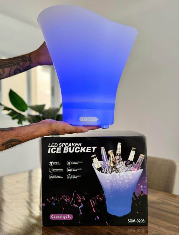 Wiaderko na lód coller pojemnik 7 lit Glosnik podswietlenie RGB